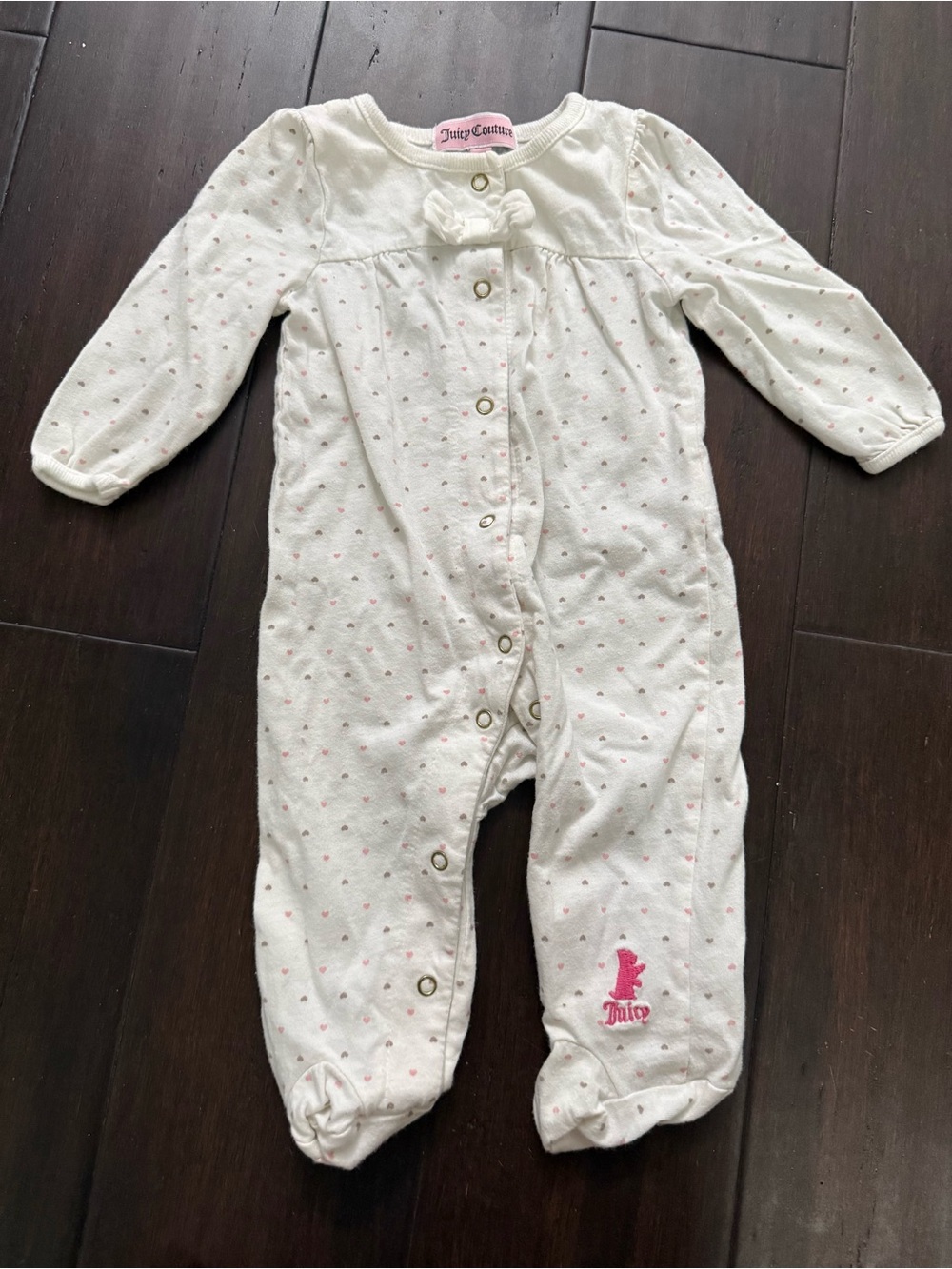 Juicy Couture White One-Piece Footie with Pink Accents
